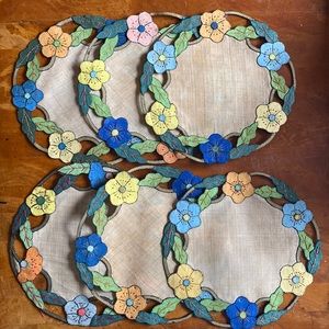 Antique hand made floral place settings